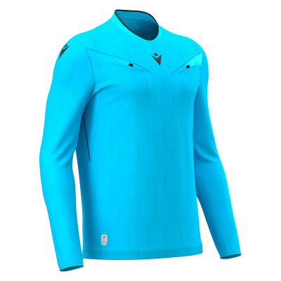 Футболка судейская проф. MACRON MENDEZ ECO SHIRT LS NEON SKY BLUE/ BLACK