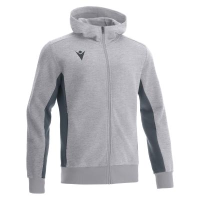 Олимпийка спортивная MACRON TRUMPET FULL ZIP HOODED SWEATSHIRT GREY MELANGE/ANTHRACITE