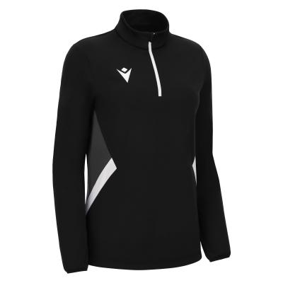 Толстовка тренировочная женская MACRON MAIRA TRAINING 1/4 ZIP TOP BLACK/WHITE