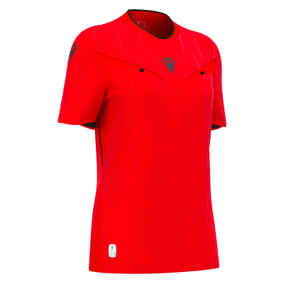 Футболка судейская проф. женская MACRON TESS ECO SHIRT SS BRIGHT RED/BLACK