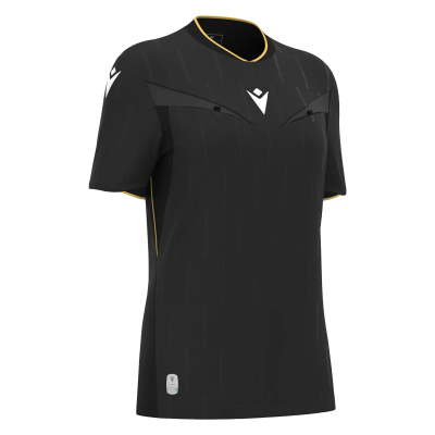 Футболка судейская проф. женская MACRON TESS ECO SHIRT SS BLACK/GOLD