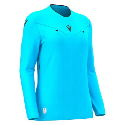 Футболка судейская проф. женская MACRON TESS ECO SHIRT LS NEON SKY BLUE/ BLACK