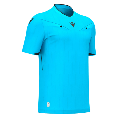 Футболка судейская проф. MACRON MENDEZ ECO SHIRT NEON SKY BLUE/ BLACK