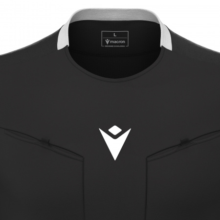 Футболка судейская проф. MACRON FRISK SHIRT LS BLACK/WHITE