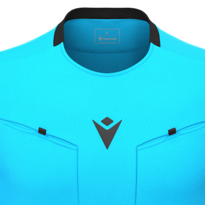 Футболка судейская проф. MACRON FRISK SHIRT LS NEON SKY BLUE/BLACK
