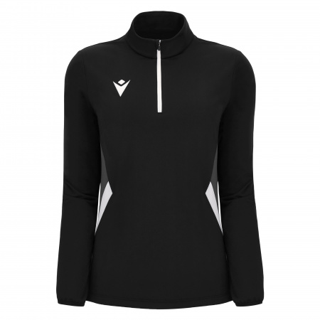 Толстовка тренировочная женская MACRON MAIRA TRAINING 1/4 ZIP TOP BLACK/WHITE
