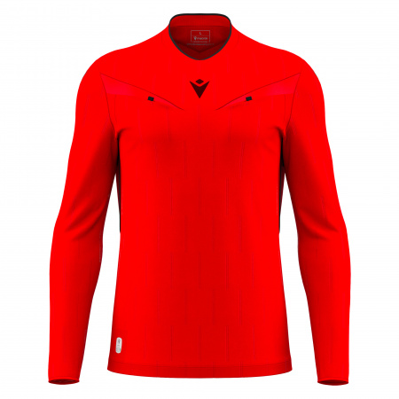 Футболка судейская проф. MACRON MENDEZ ECO SHIRT LS BRIGHT RED/BLACK