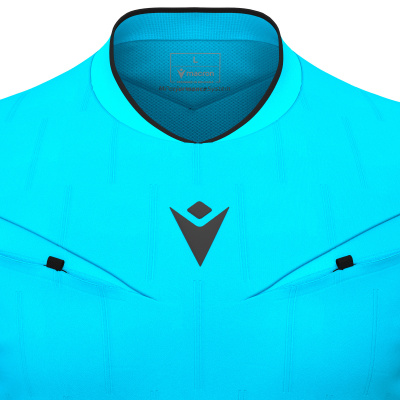 Футболка судейская проф. MACRON MENDEZ ECO SHIRT NEON SKY BLUE/ BLACK