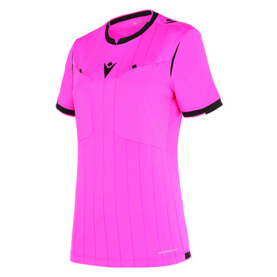 Футболка судейская проф. женская MACRON STEPHANIE SHIRT NEON PINK/ BLACK