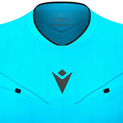 Футболка судейская проф. женская MACRON TESS ECO SHIRT SS NEON SKY BLUE/ BLACK