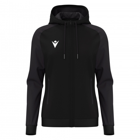 Олимпийка парадная женская MACRON ATLAS HOODY FULL LENGTH ZIP TOP BLACK/DARK GREY
