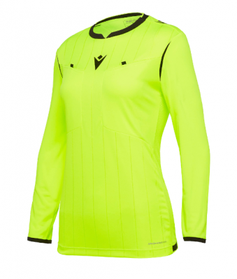 Футболка судейская проф. женская MACRON STEPHANIE SHIRT LS NEON YELLOW/ BLACK