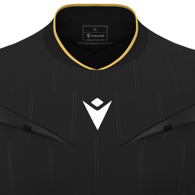 Футболка судейская проф. MACRON MENDEZ ECO SHIRT LS BLACK/GOLD