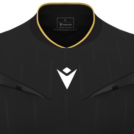 Футболка судейская проф. MACRON MENDEZ ECO SHIRT LS BLACK/GOLD