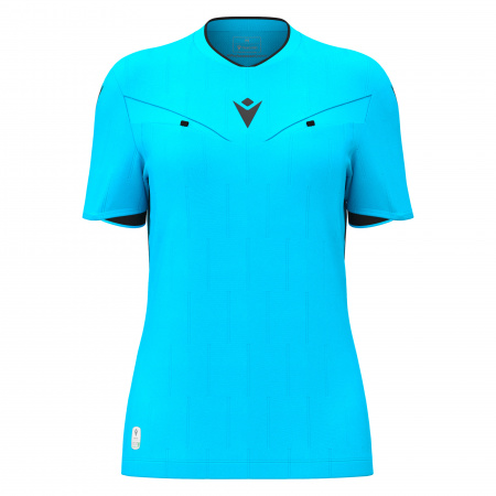 Футболка судейская проф. женская MACRON TESS ECO SHIRT SS NEON SKY BLUE/ BLACK