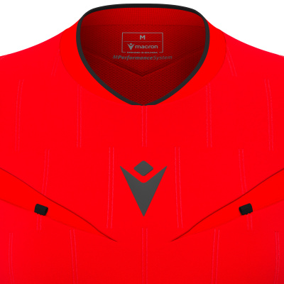 Футболка судейская проф. женская MACRON TESS ECO SHIRT LS BRIGHT RED/BLACK