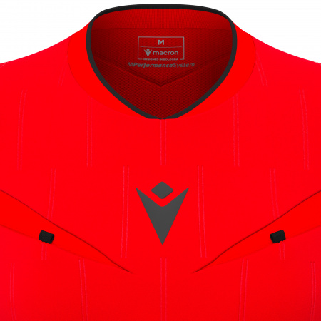 Футболка судейская проф. женская MACRON TESS ECO SHIRT LS BRIGHT RED/BLACK