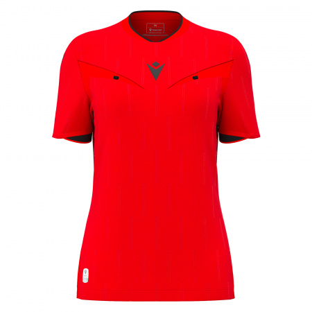 Футболка судейская проф. женская MACRON TESS ECO SHIRT SS BRIGHT RED/BLACK