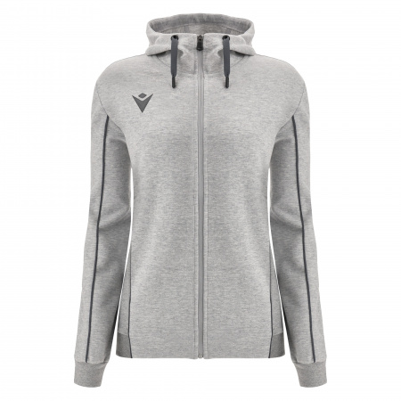 Олимпийка спортивная женская MACRON BASS ECO SUSTAINABLE COTTON FULL ZIP HOODED SWEATSHIRT GREY MELANGE/ANTHRACITE