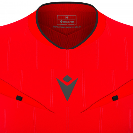 Футболка судейская проф. женская MACRON TESS ECO SHIRT SS BRIGHT RED/BLACK