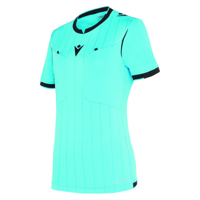 Футболка судейская проф. женская MACRON STEPHANIE SHIRT NEON SKY BLUE/ BLACK
