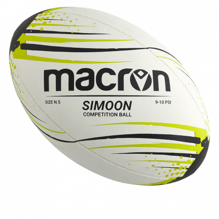 Мяч регбийный для официальных матчей MACRON SIMOON BLACK/ACID GREEN