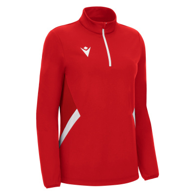 Толстовка тренировочная женская MACRON MAIRA TRAINING 1/4 ZIP TOP RED/WHITE