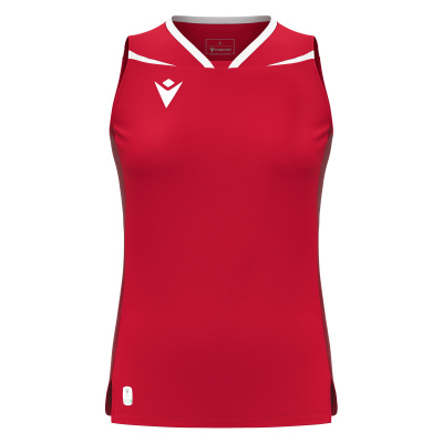 Футболка спортивная MACRON LILY ECO MATCH DAY SLEEVESLESS SHIRT RED/WHITE