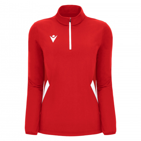 Толстовка тренировочная женская MACRON MAIRA TRAINING 1/4 ZIP TOP RED/WHITE
