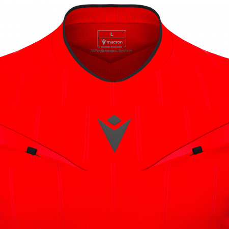 Футболка судейская проф. MACRON MENDEZ ECO SHIRT LS BRIGHT RED/BLACK
