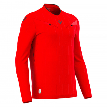 Футболка судейская проф. MACRON MENDEZ ECO SHIRT LS BRIGHT RED/BLACK