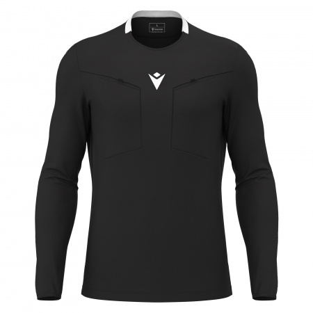 Футболка судейская проф. MACRON FRISK SHIRT LS BLACK/WHITE
