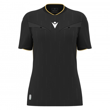 Футболка судейская проф. женская MACRON TESS ECO SHIRT SS BLACK/GOLD