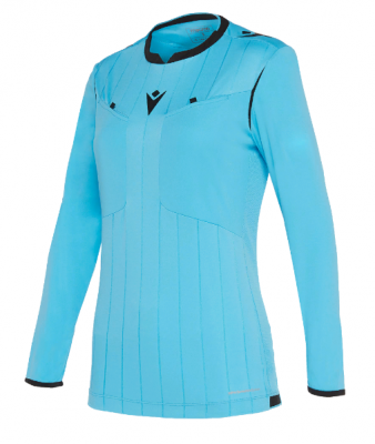 Футболка судейская проф. женская MACRON STEPHANIE SHIRT LS NEON SKY BLUE/ BLACK