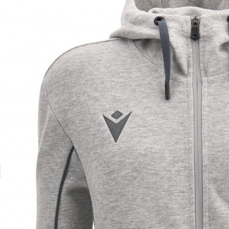 Олимпийка спортивная женская MACRON BASS ECO SUSTAINABLE COTTON FULL ZIP HOODED SWEATSHIRT GREY MELANGE/ANTHRACITE